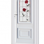 porte d'entrée PVC vitrée fleurie - Cote Maison Isolation