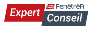 Logo de l'entreprise spécialiste en menuiseries et isolation, incluant le terme "Expert Conseil".